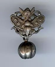 VINTAGE SILVER MOTH TOGGLE BUTTON