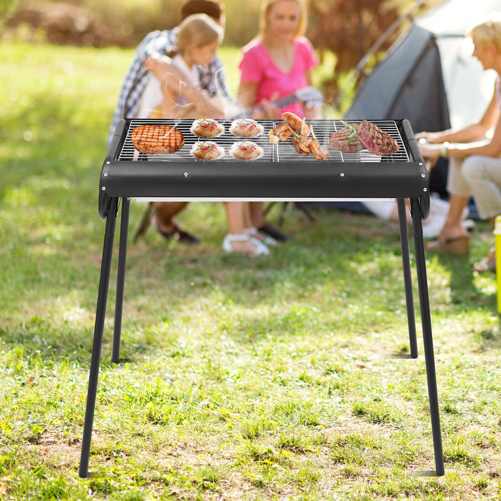 Portable Charcoal Grill Stainless Steel Camping BBQ Grill for Outdoor Barbecue