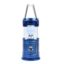 USB Solar Camping Hiking Lamp 6 LED Portable Light Rechargeable Lantern Blue