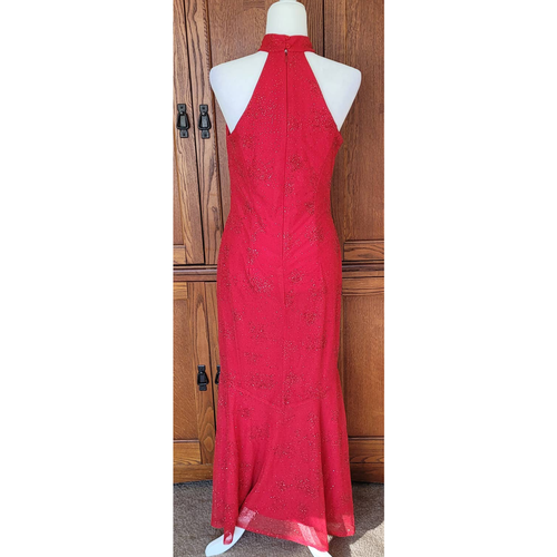 Jessica McClintock Gunne Sax VTG Red Elegant Classy Chic Halter Ball Gown Sz 7 - Picture 7 of 13