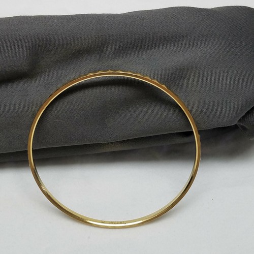 Trifari Gold Tone Etched Diamond Bangle Bracelet - Picture 6 of 8