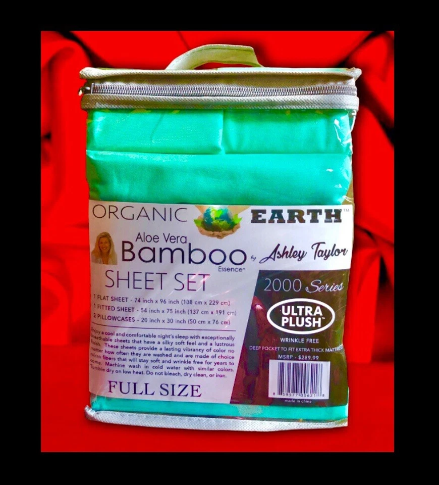 *JUEGO DE SÁBANAS TAMAÑO COMPLETO Ashley Taylor Aloe Vera Bambú DeepPocket 2000 CONTADOR DE HILOS Foto 4 de 4