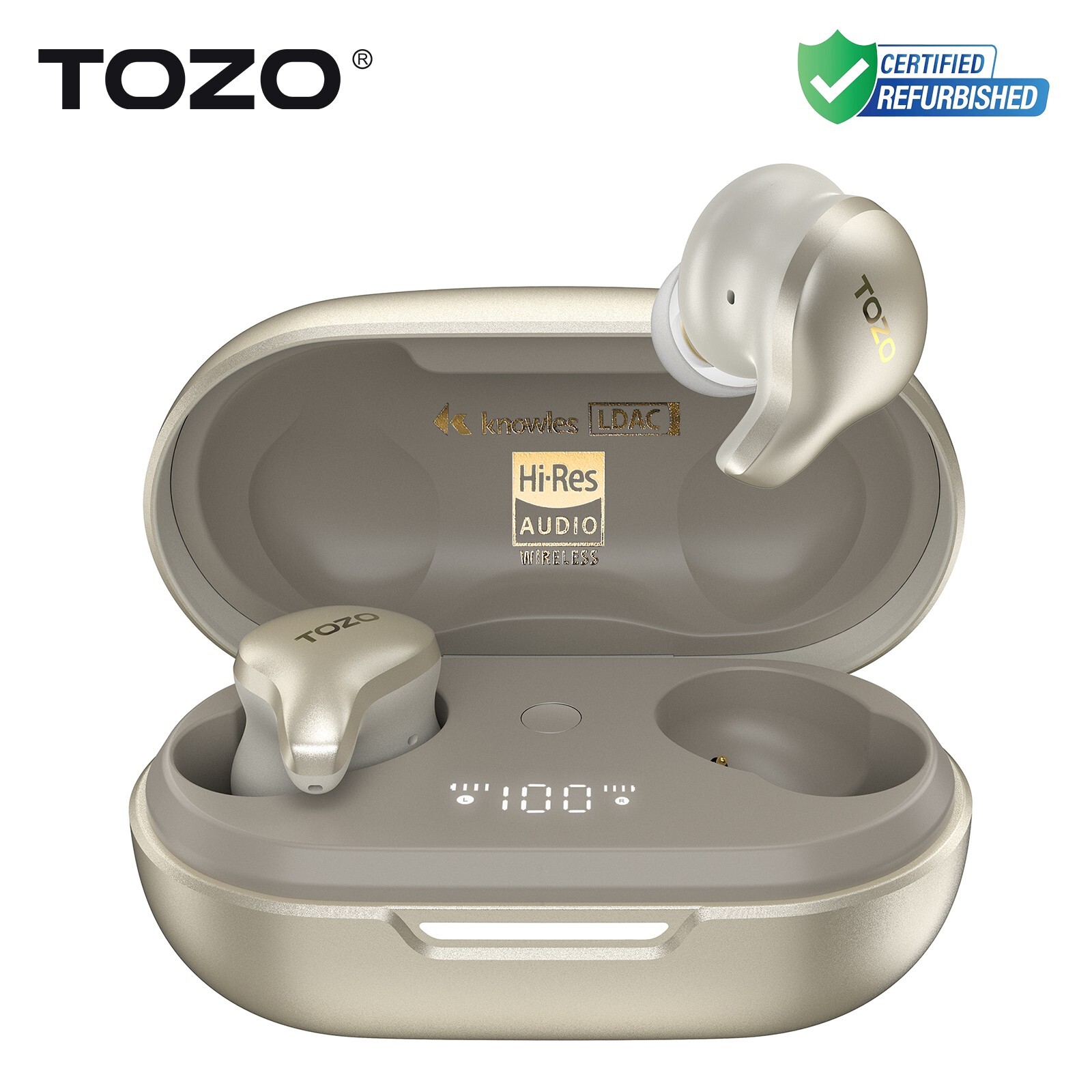 TOZO Golden X1 Bluetooth 5.3 ENC ANC Wireless Earbuds, Champagne | Refurb