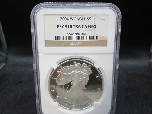 2004 W American Eagle Proof Silver 1oz. Dollar Coin NGC PF 69 Ultra Cameo