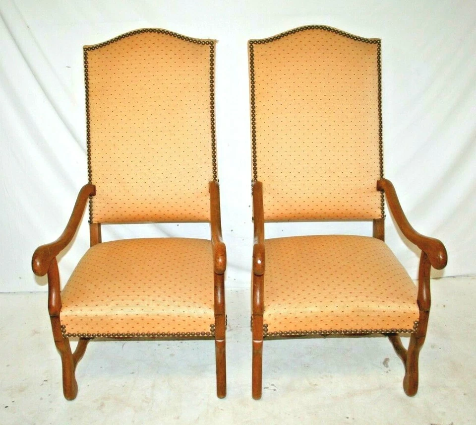 Par de cadeiras antigas francesas de osso de ovelha de nogueira Os du Mouton - Imagem 2 de 4