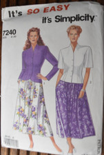 SIMPLICITY 7240 MISSES JACKET SKIRT Sz 8-20 B 31.5-42" Uncut
