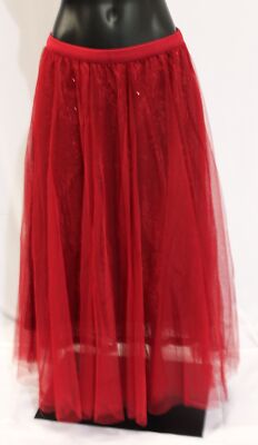 Chicwish Women's Ravishing Sequins Mesh Tulle Midi Skirt BL1 Red