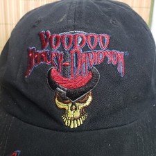 Harley Davidson Voodoo Black Graphic Adjustable Baseball Hat Cap Skull No LA.