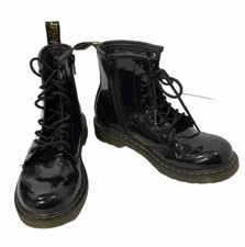 Dr Martens Kids Size 3 Classic 1460J Black Patent Leather Boots-EUC