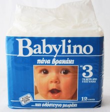 VINTAGE 80'S BABYLINO No3 PLASTIC DIAPER 5-10kg 11-22 lbs GREECE NEW SEALED NOS 