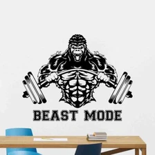 Beast Mode Wall Decal Gorilla 28x22" Vinyl Sticker Home Gym Fitness Wall Art 084