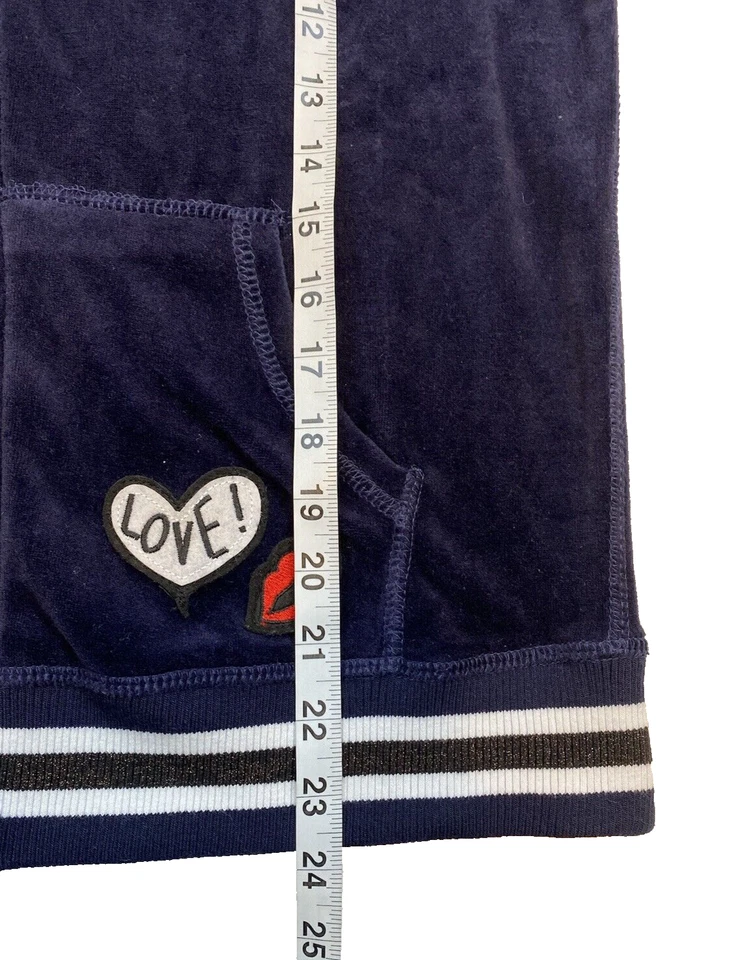 Chaqueta con Capucha Betsey Johnson Performance Talla M Azul Terciopelo Love Cremallera Nueva con Etiquetas Foto 2 de 4