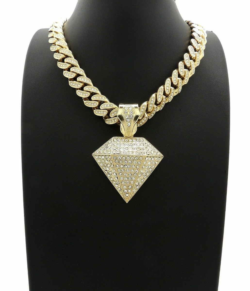 Hip Hop Diamond Shape Pendant & 18 Hip Hop Diamond Shape Pendant & 18