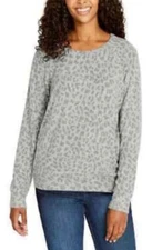 BUFFALO DAVID BITTON Ladies Print Top Long Sleeve (Gray CHEETAH, XS) NWT
