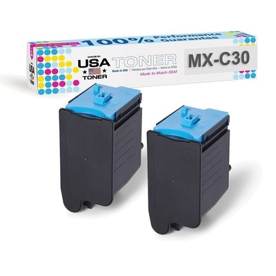 TONER for Sharp MX-C30NTC, MX-C250F, C300P, C300W (Cyan, 2 Pack)