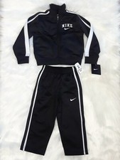NIKE Tracksuit Set BLACK WHITE for TODDLER size 2T Full Zip Jacket/Pants NWT