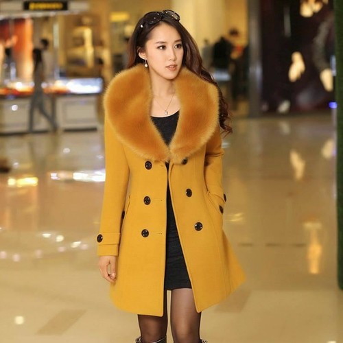 Double Breasted Big Collar Wool Coat 