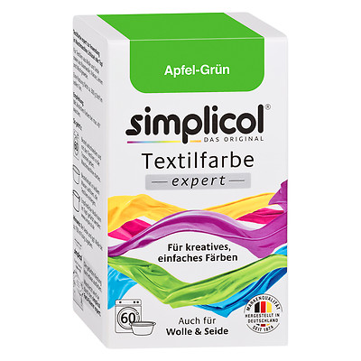 SIMPLICOL Textilfarbe EXPERT APFEL GRÜN 150g Farbe auch für Wolle & Seide