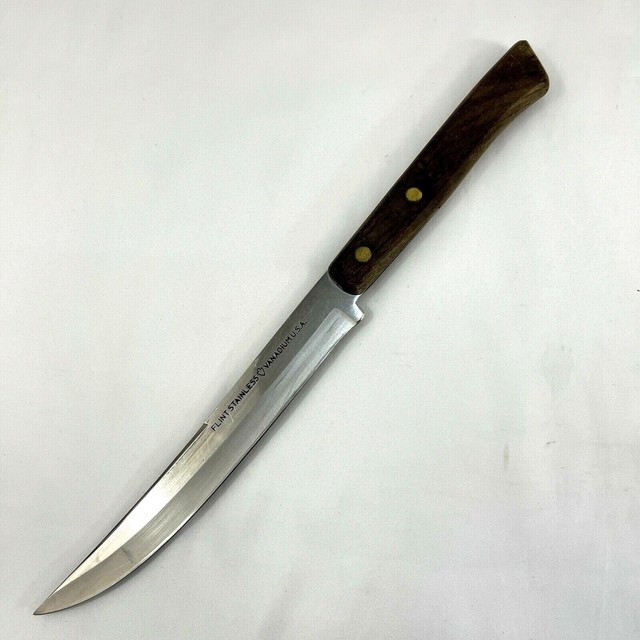 EKCO ARROWHEAD FLINT Stainless VANADIUM USA Serrated Knife Wood Handle