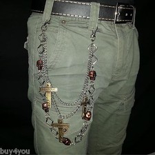 3-reihige Pants Chain Biker Chain Cross Key Chain Gothic Punk Belt Chain