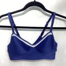 Hanes Bra Blue Wireless Medium Smooth Cup Smooth Back Higher Sides