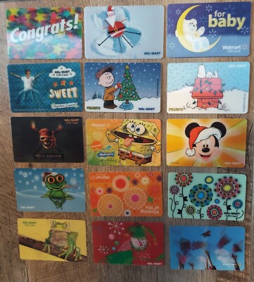 15 VINTAGE RARE WALMART LENTICULAR 3D SPONGE BOB COLLECTIBLE GIFT CARDS NO VALUE