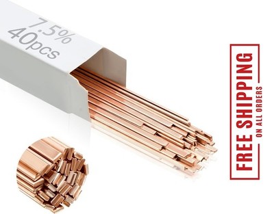 40 Sticks 7.5% Silver Brazing Rods   Flat Phos Copper Welding Rods for HVAC, Air