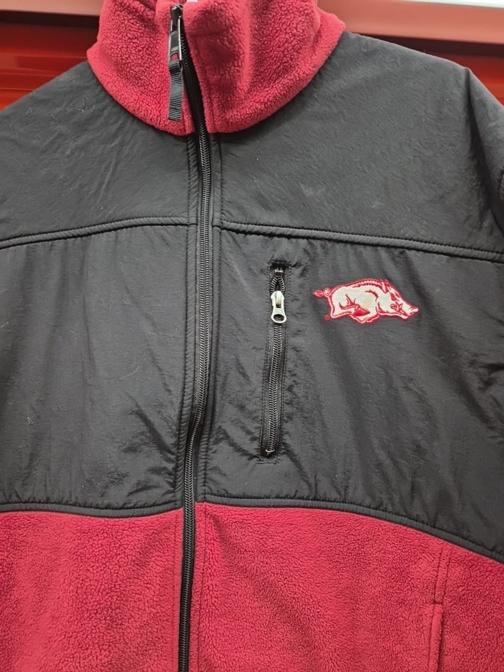 Men's COLUMBIA Arkansas Razorback Full Zip Fleece Lined Jacket Sz. L | eBay