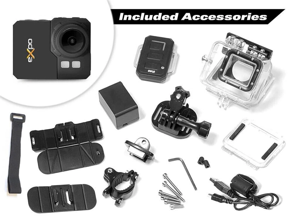Pyle Hi-Res Action Cam 20MP HD Video 2" LCD & Remote Built-in Wi-Fi PSCHD90BK - Image 2 of 4
