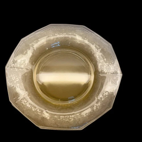 Rare Vintage 1930s 8.5" Cambridge Mandarin Gold "Lorna" Etch 748 Plates Set of 6