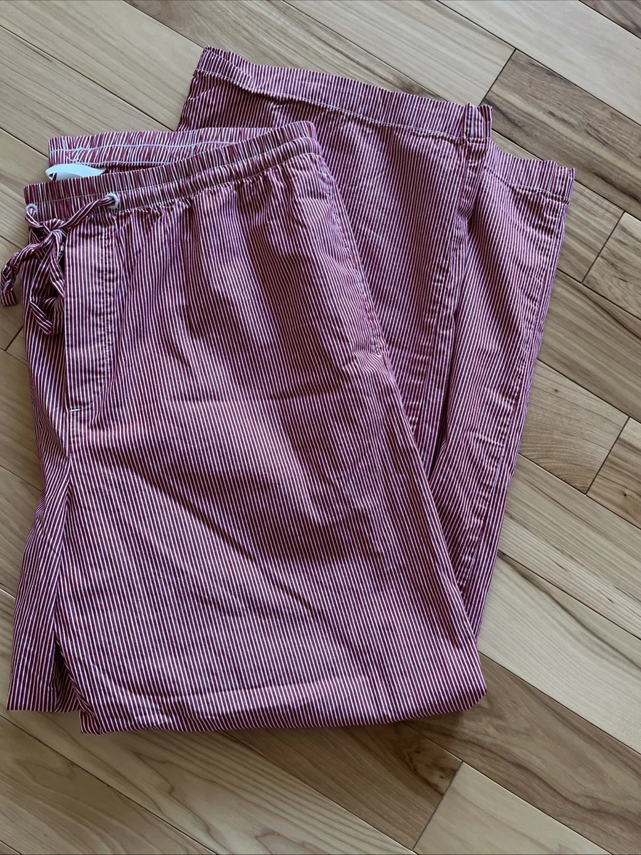 Pantalones H&M Mujer Rojo N Blanco Rayas 100% Algodón Pierna Ancha Talla Grandes Bolsillos