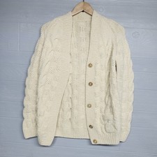 Vintage Ivory Crochet Cottagecore Open Cardigan Sweater Womens Size Small