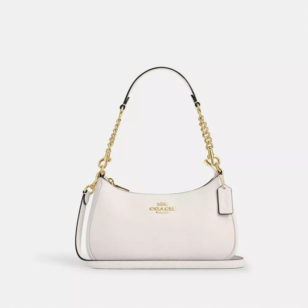 COACH Teri Shoulder Bag Chalk CV934 IMCHK Pebble Leather Crossbody Auth New