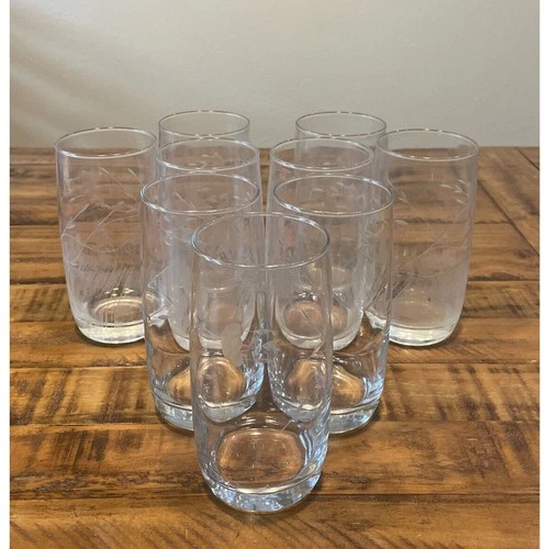 PRINCESS HOUSE~ HERITAGE ~ BEVERAGE Drinking GLASSES -SET OF 9 (3 Mint/6 Cloudy)