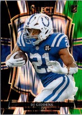 2025 Panini Select #131 DJ Giddens Black and Green Prizm Shock