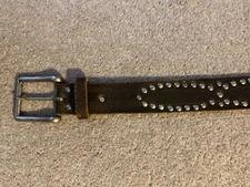 brown leather studded belt men