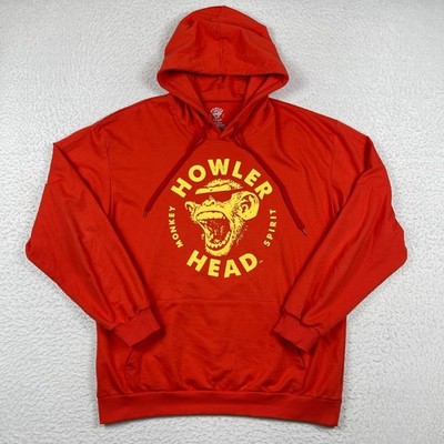 Howler Head Hoodie Mens XL Red Monkey Spirit Graphic Cotton Sweatshirt