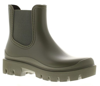 Grobe Damen-Gummistiefel Knöchel Stempel Slipper khaki UK-Größe
