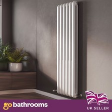 White Double Round Column Radiator Modern Vertical Heating Rad 1500x380mm