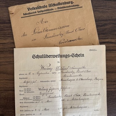 German School Transfer Form to Ohio USA Document Certificate Paper Ephemera 1909