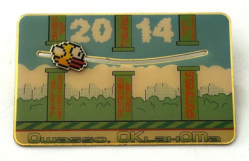 Odyssey of the Mind Flappy 2014 Owasso Oklahoma Sliding Large Pin Rare