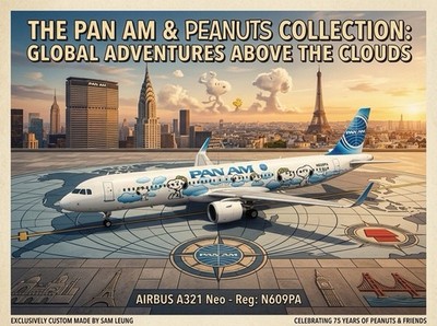 JC Wings 1:400 Pan Am Airlines A321 Neo Snoopy Fantasy Custom Diecast Model