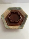 Vintage Haeger Ash Tray Brown Glaze Sand Texture  8" across   1  1/2" Tall