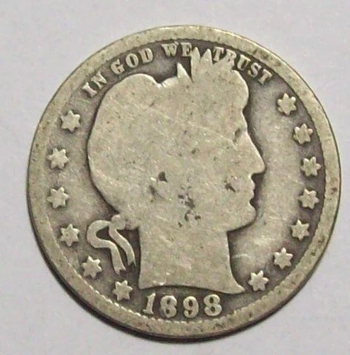 1898-O  BARBER QUARTER  Better Date Solid Good  #32B89