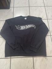 Mattel Hot Wheels Gray Logo Black Crewneck Sweatshirt Unisex XL
