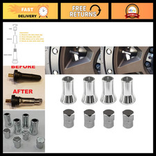 Chrome Valve Stem Sleeves Caps Dress Up Kit - Set of 4 for Car/Truck Tires