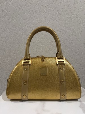 MCM Gold Dome-Top Women s Satchel - Metallic Gold