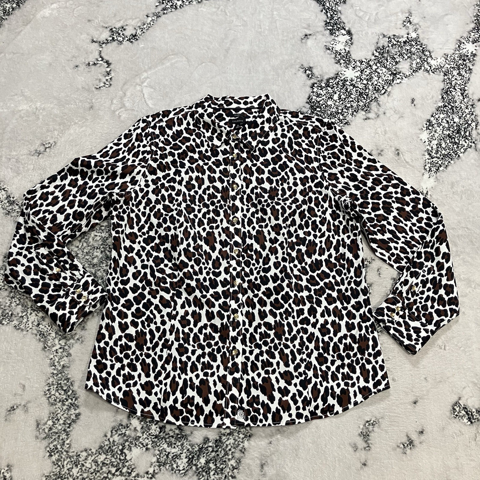 Talbots Leopard Print Button Down Blouse Womens S… - image 1