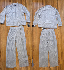 Vintage Men's Adidas Gray Velour Sweatsuit Tracksuit Velvelt Sizes XL - 2XL NWT