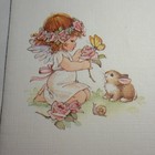 Vintage RUTH MORELAND ANGEL Get well American Greetings Card Bunny Flowers — photo 4